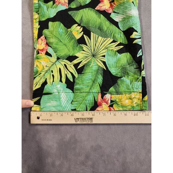 Nicole Miller Wide Leg Pants Womens Size Medium Green Tropical Floral Cropped - Picture 9 of 12
